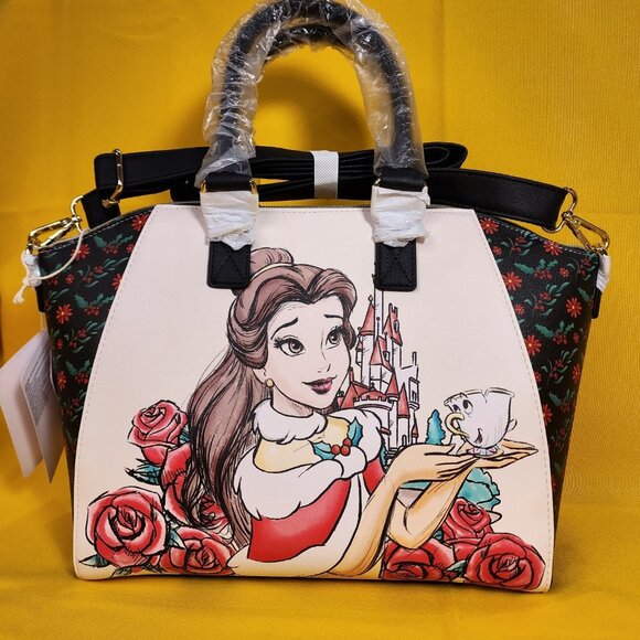 Loungefly Disney Princess Beauty And The Beast Belle Chip Holiday Satchel Bag - Picture 1 of 13